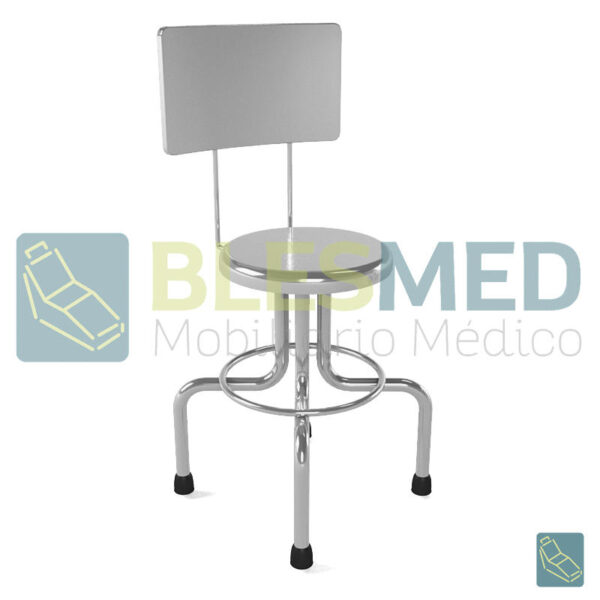 Banco Cromado Giratorio Con Respaldo