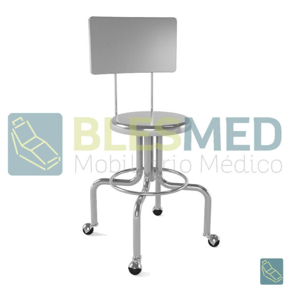 Banco Cromado Con Respaldo y Ruedas