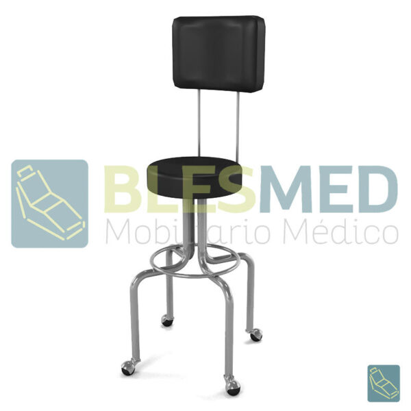 Banco Giratorio Con Respaldo Tapizado y Ruedas