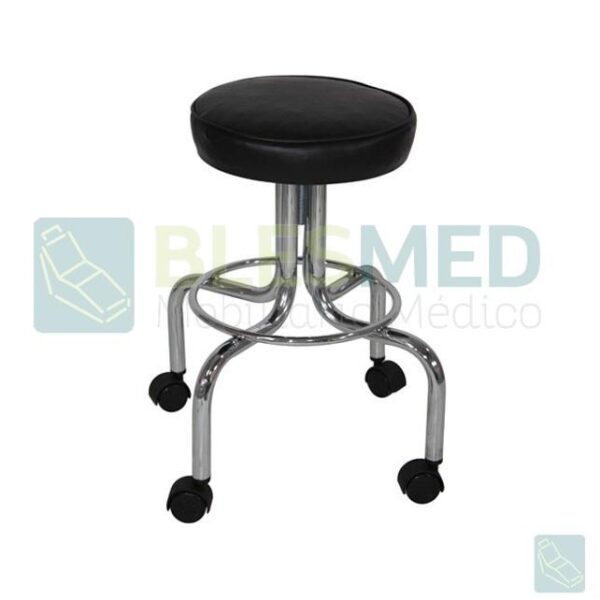 Banco Giratorio Cromado Tapizao Con Ruedas