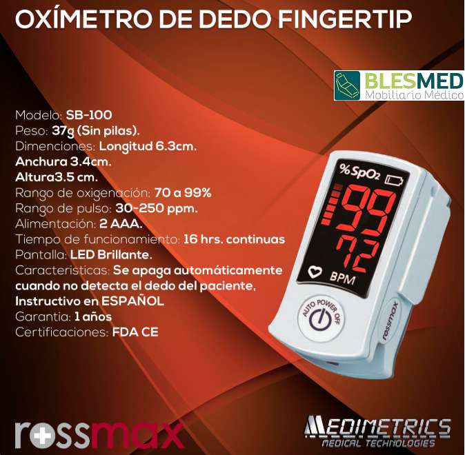oximetro sb100 Especificaciones